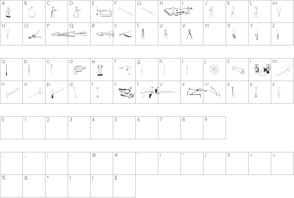 ToolDings font character map preview