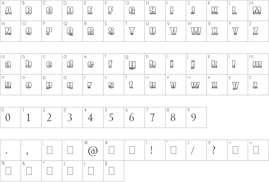 Tootie Patootie font character map preview