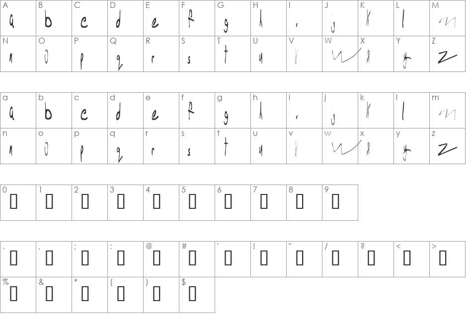 Tootle font character map preview