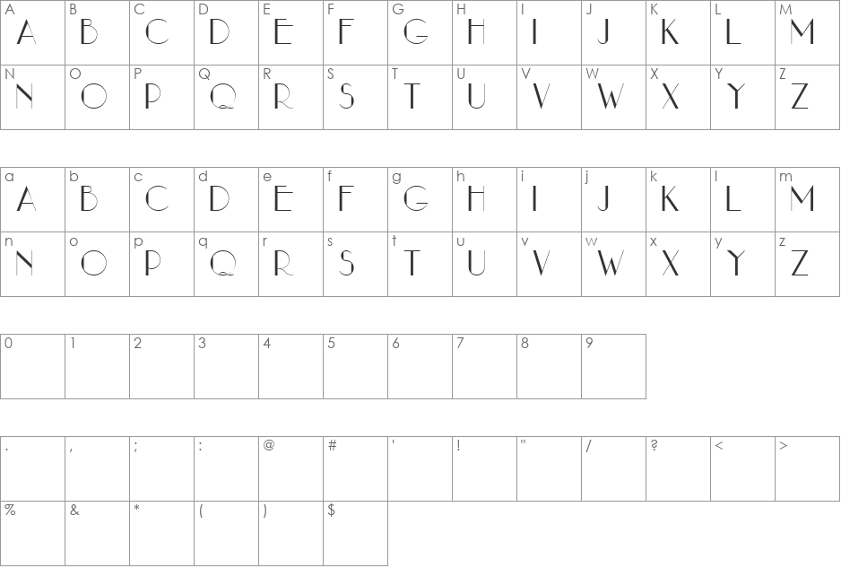tootoo font character map preview