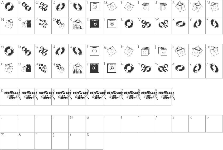 Top 40 JL font character map preview