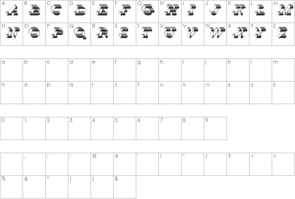 TOP VIEW font character map preview