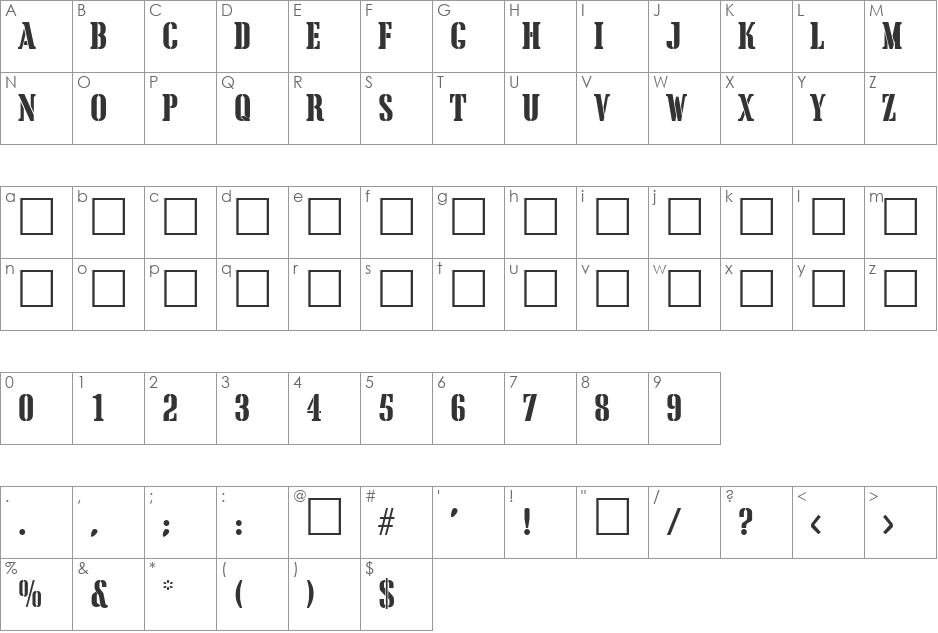 TOPEKA font character map preview