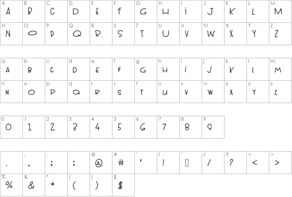 TopHeavy font character map preview