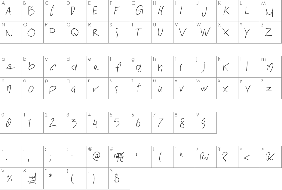 ToralfontClassic font character map preview