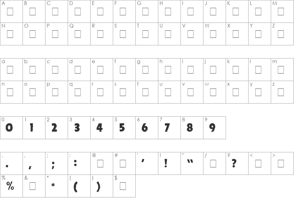 Tornado_DG font character map preview