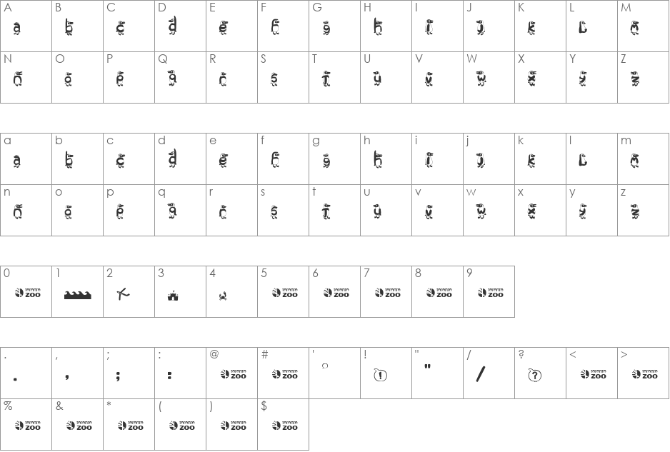 Toronto Zoo Penguins font character map preview