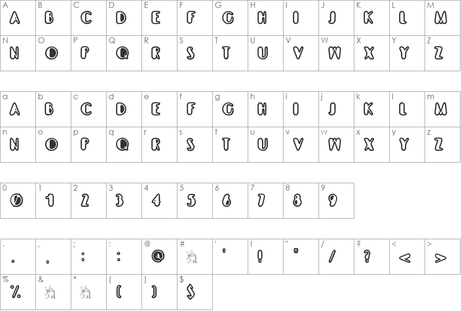 Torremolinos font character map preview