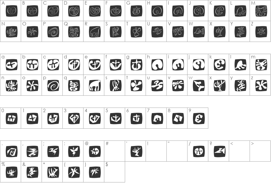 TotalFloral font character map preview