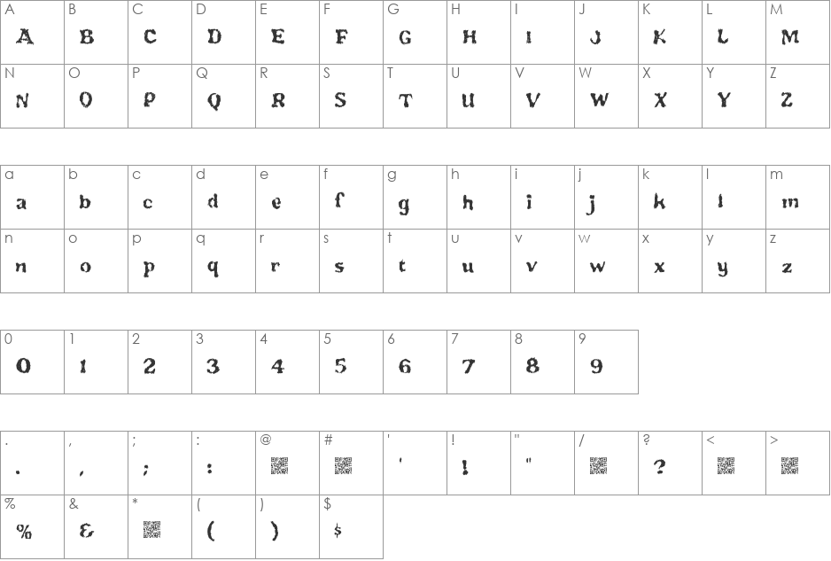 TotalFreak font character map preview
