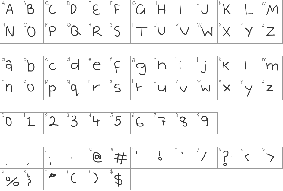 Tottletastic font character map preview