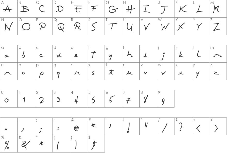 ToubibDemo font character map preview