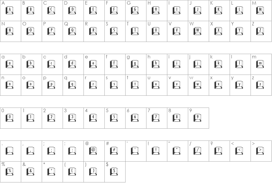 Touche VL font character map preview