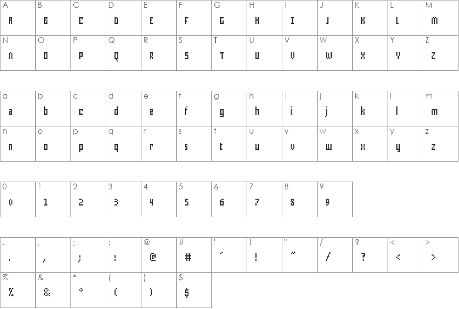 tough font character map preview