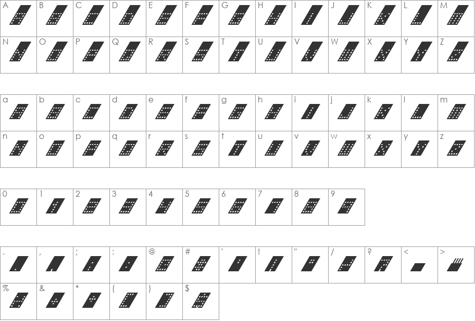 Tower Block font character map preview