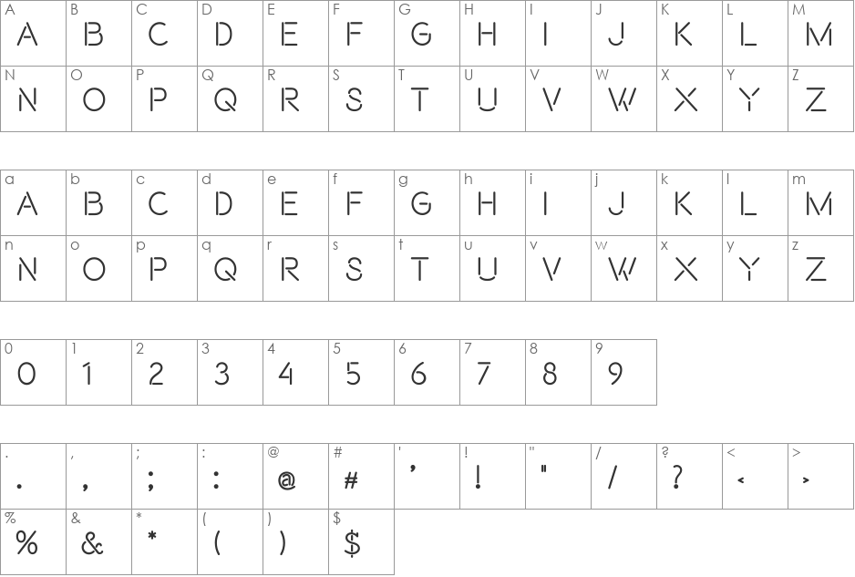 Beon font character map preview
