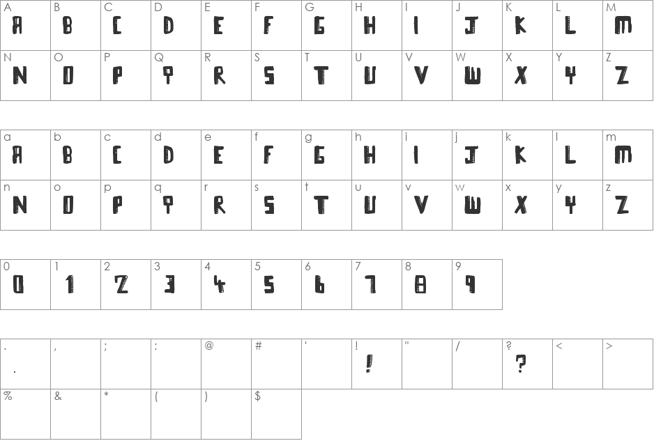 TOWERBLOCKS font character map preview