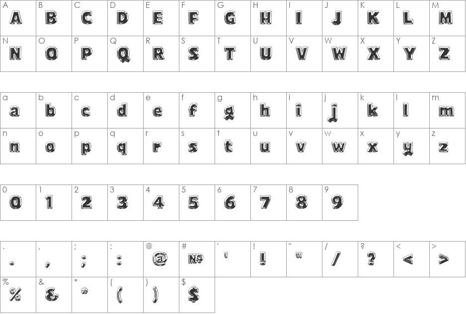 TownSquare 'Deluxe' font character map preview