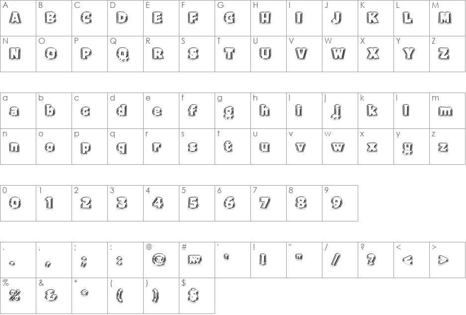 TownSquare 'Stamp' font character map preview