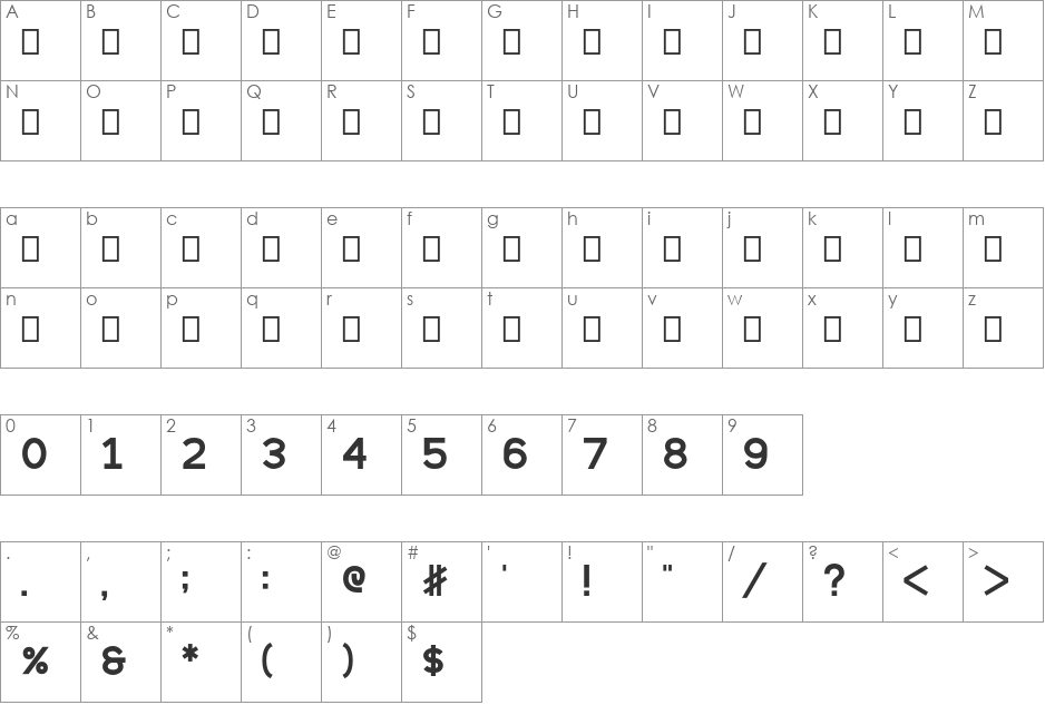 Beorc Gothic font character map preview