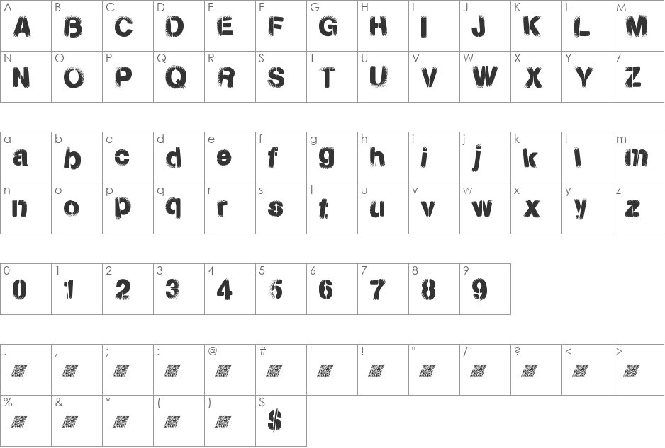 ToxicPowers font character map preview