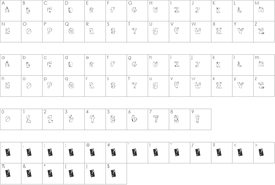 ToxicWaste font character map preview