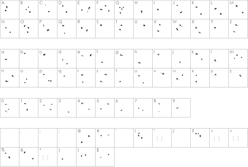 TOXIN-SPOTS font character map preview