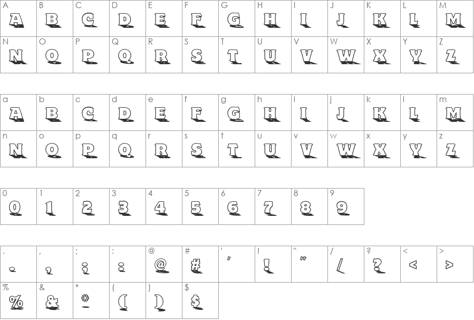 Toyland NF font character map preview