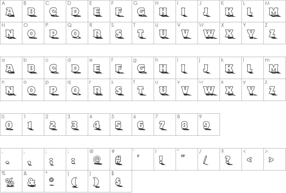 Toyland NF font character map preview