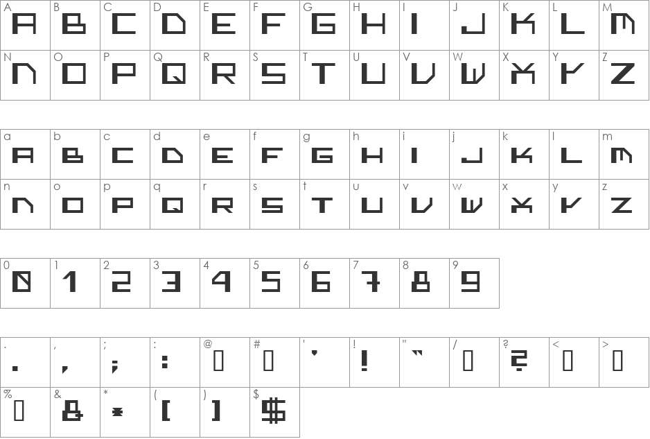 TPF Construct font character map preview