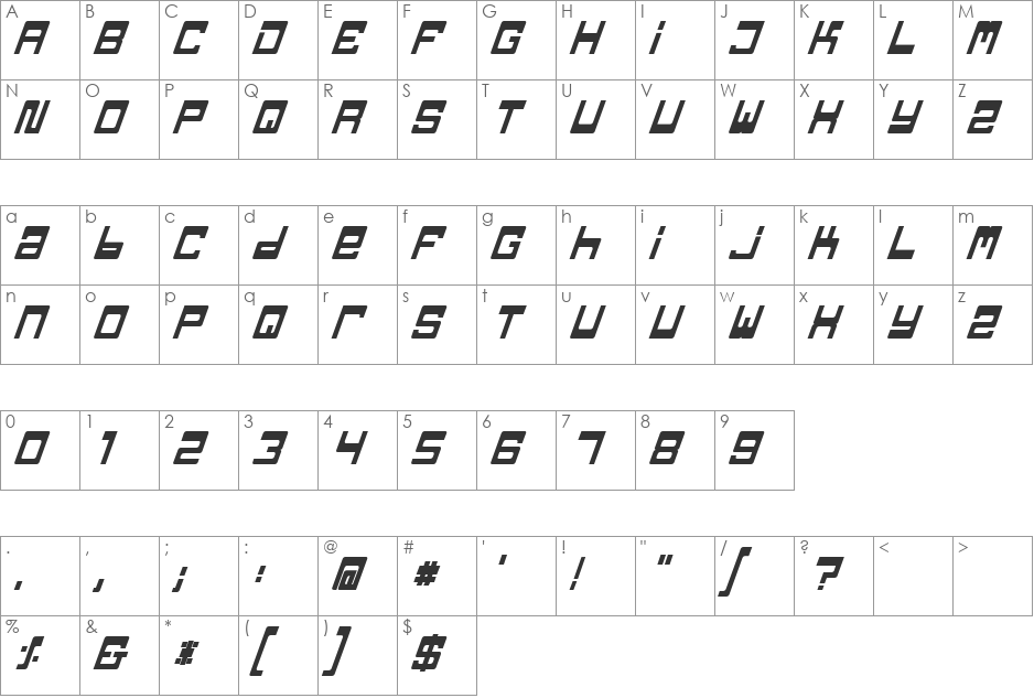 TPF Jaib font character map preview