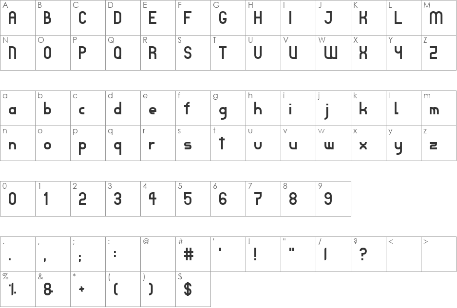 TPF Janus font character map preview