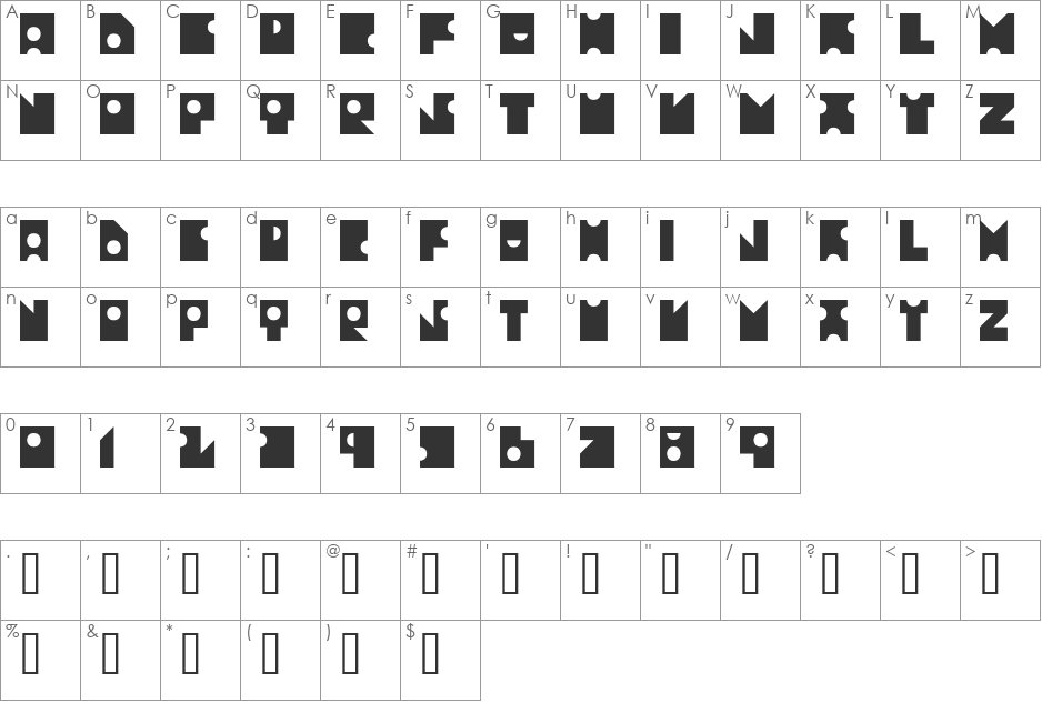 TPF Lor font character map preview