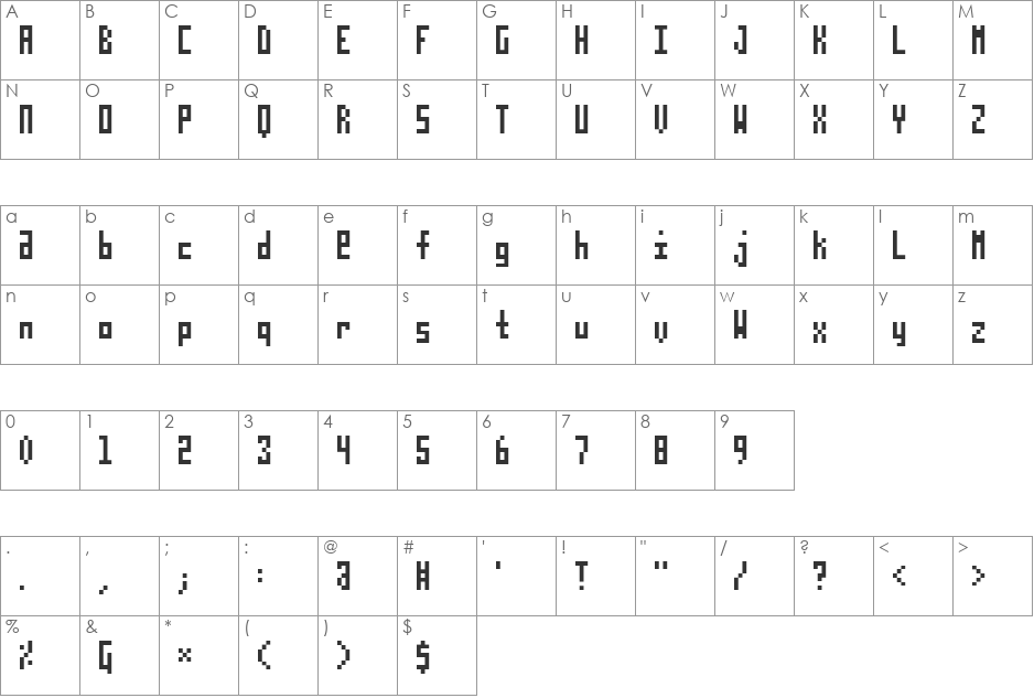 TPF Ploxx font character map preview