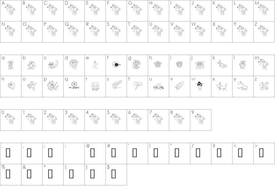 TPF Polka Your Eyes Out font character map preview