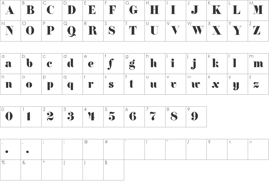 TQF_Florentine font character map preview