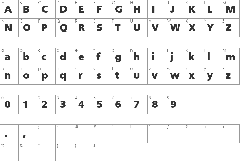TQF_FruitfulBlack font character map preview