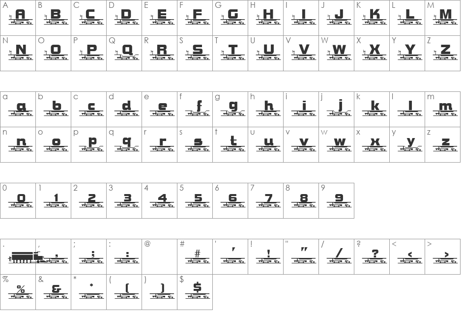 TQF_WordTrain font character map preview