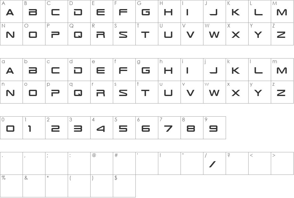 TR-909 font character map preview