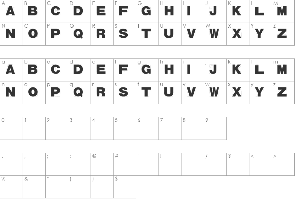 Tracion font character map preview