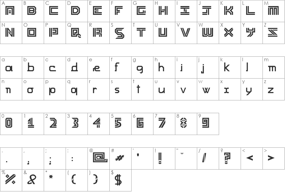 Trackmania font character map preview