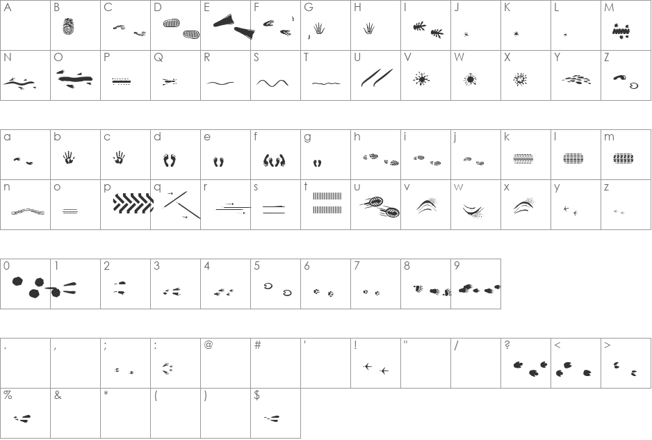 Traco LT font character map preview