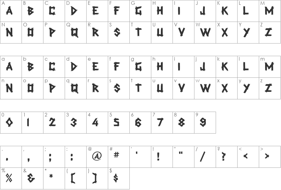 Trading Post font character map preview