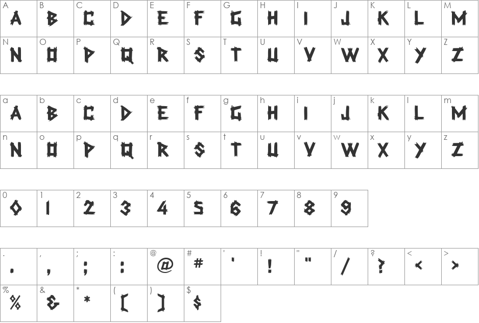 Trading Post MF font character map preview