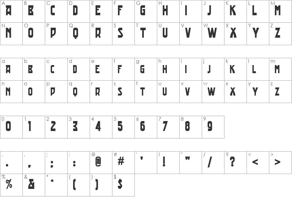 Trading Post NF font character map preview