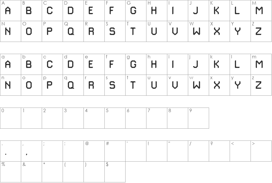 Traffix font character map preview