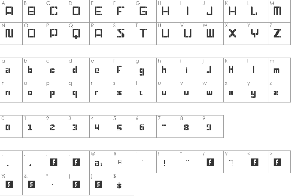 Train font character map preview