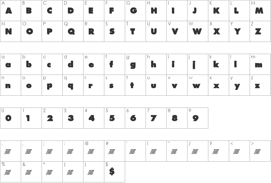 TrainStation font character map preview