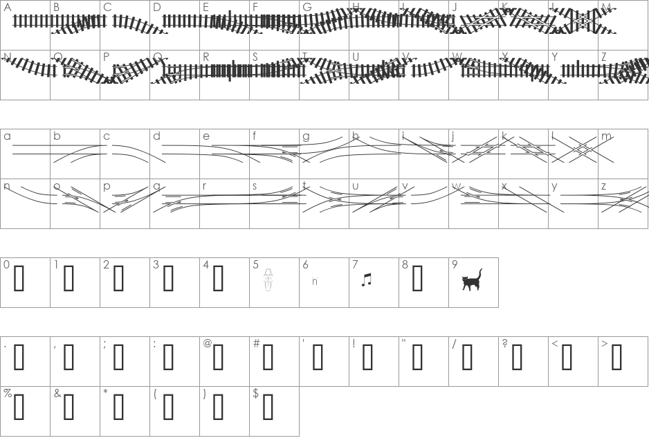 TrainTracks font character map preview