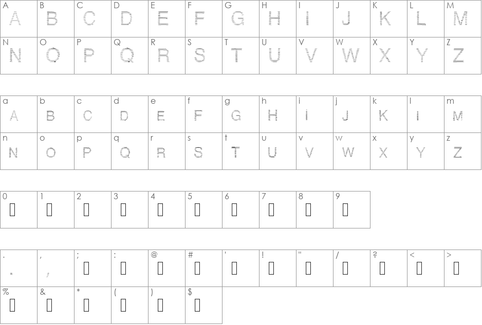 Traitlettre font character map preview